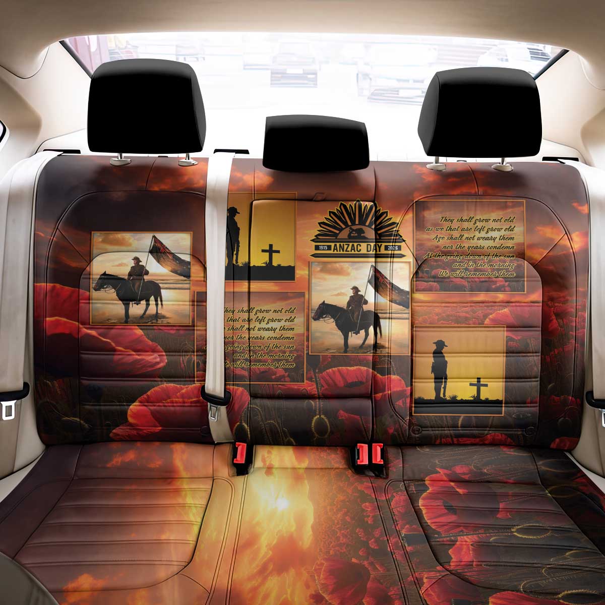 ANZAC Day Film Reel Lest We Forget Back Car Seat Cover Australia NZ Memorial