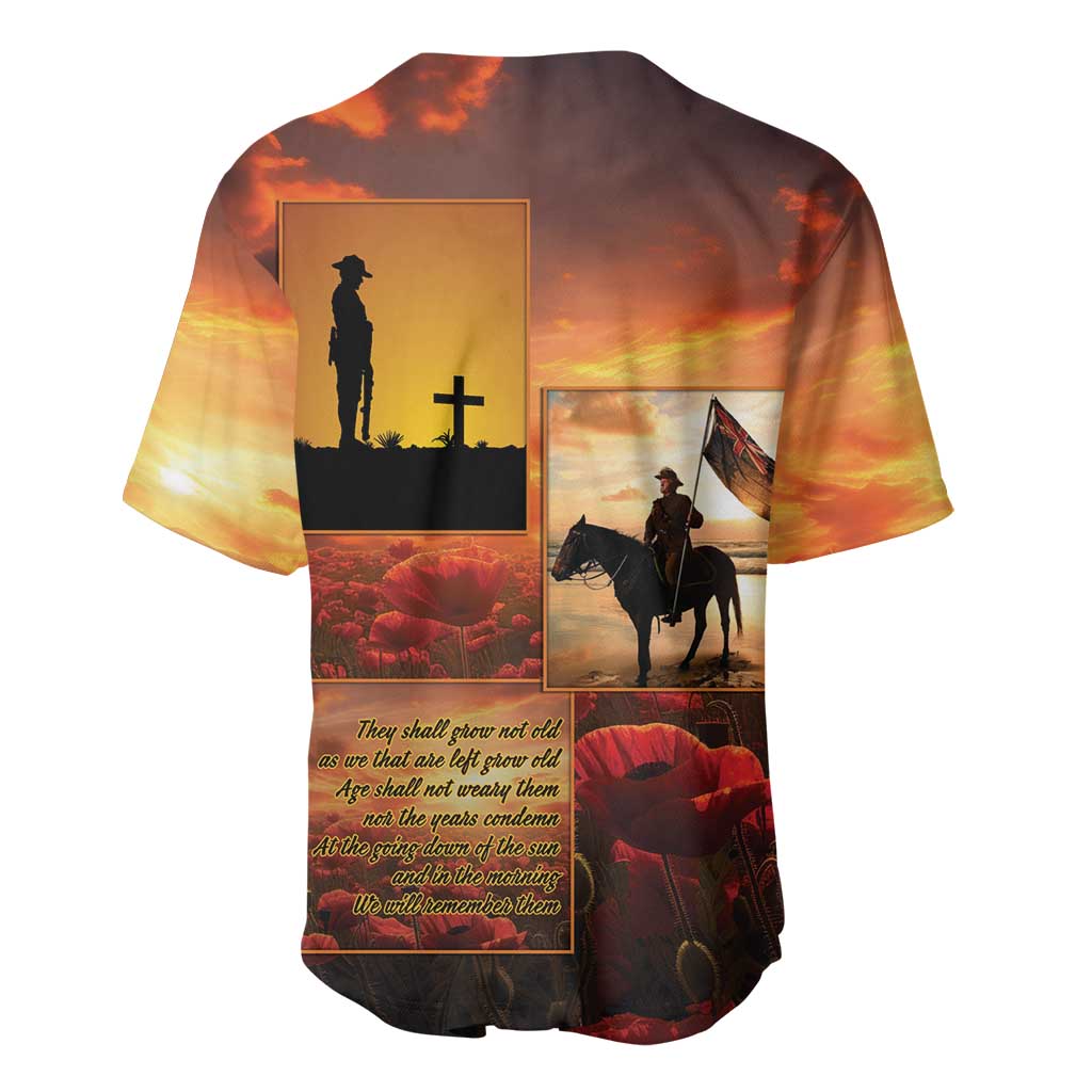 ANZAC Day Film Reel Lest We Forget Baseball Jersey Australia NZ Memorial