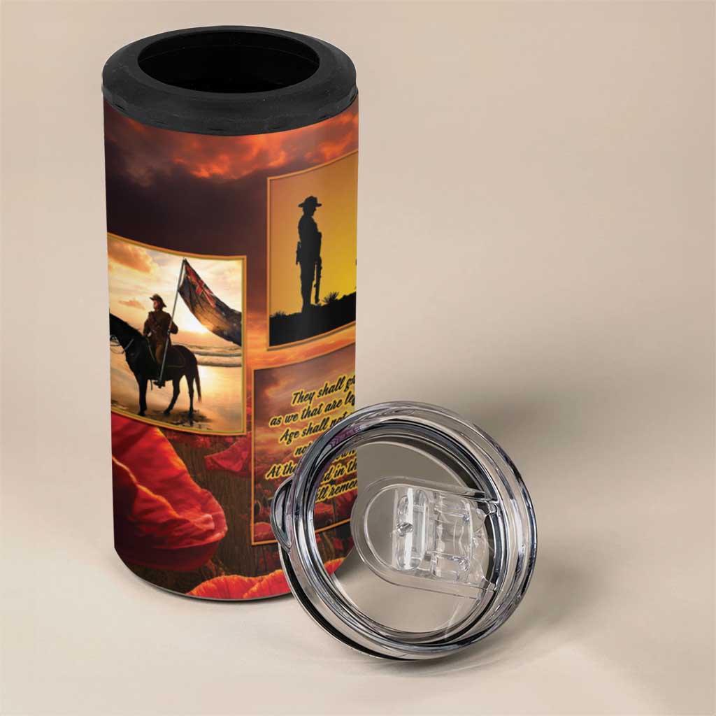 ANZAC Day Film Reel Lest We Forget 4 in 1 Can Cooler Tumbler Australia NZ Memorial