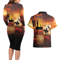 ANZAC Day Film Reel Lest We Forget Couples Matching Long Sleeve Bodycon Dress and Hawaiian Shirt Australia NZ Memorial