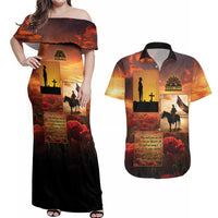 ANZAC Day Film Reel Lest We Forget Couples Matching Off Shoulder Maxi Dress and Hawaiian Shirt Australia NZ Memorial LT9 Red - Polynesian Pride