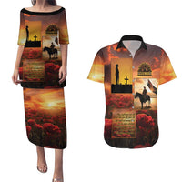 ANZAC Day Film Reel Lest We Forget Couples Matching Puletasi and Hawaiian Shirt Australia NZ Memorial LT9 Red - Polynesian Pride