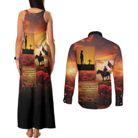 ANZAC Day Film Reel Lest We Forget Couples Matching Tank Maxi Dress and Long Sleeve Button Shirt Australia NZ Memorial LT9 - Polynesian Pride