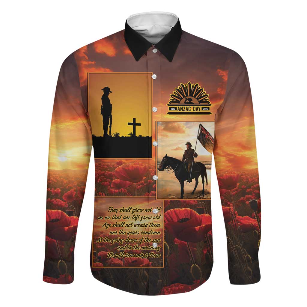 ANZAC Day Film Reel Lest We Forget Family Matching Mermaid Dress and Hawaiian Shirt Australia NZ Memorial LT9 Dad's Shirt - Long Sleeve Red - Polynesian Pride