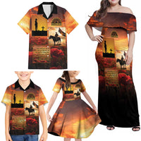 ANZAC Day Film Reel Lest We Forget Family Matching Off Shoulder Maxi Dress and Hawaiian Shirt Australia NZ Memorial LT9 - Polynesian Pride