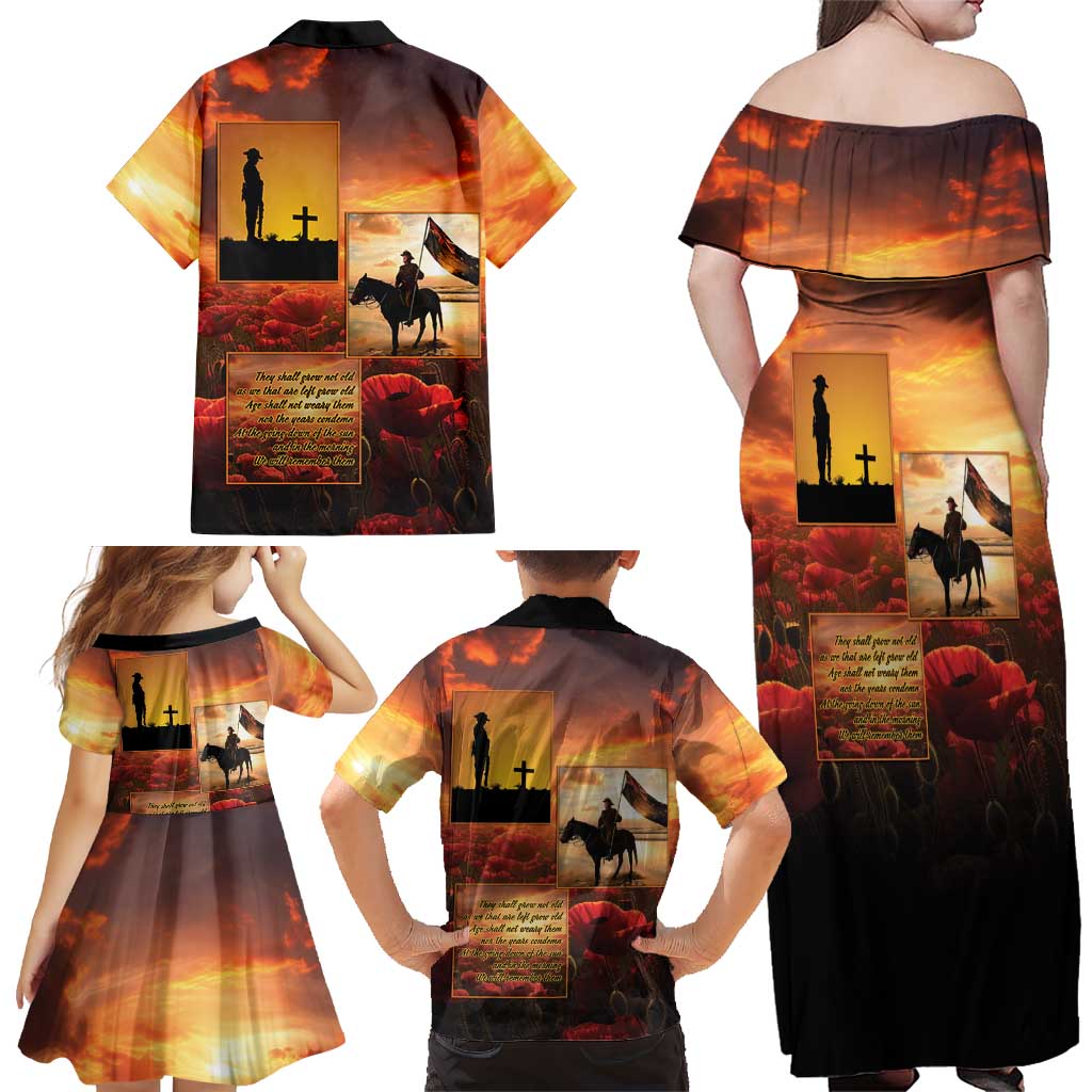 ANZAC Day Film Reel Lest We Forget Family Matching Off Shoulder Maxi Dress and Hawaiian Shirt Australia NZ Memorial LT9 - Polynesian Pride