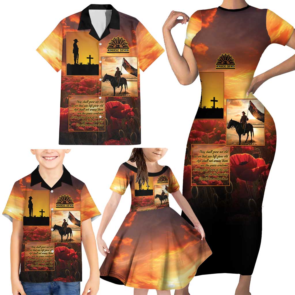 ANZAC Day Film Reel Lest We Forget Family Matching Short Sleeve Bodycon Dress and Hawaiian Shirt Australia NZ Memorial LT9 - Polynesian Pride