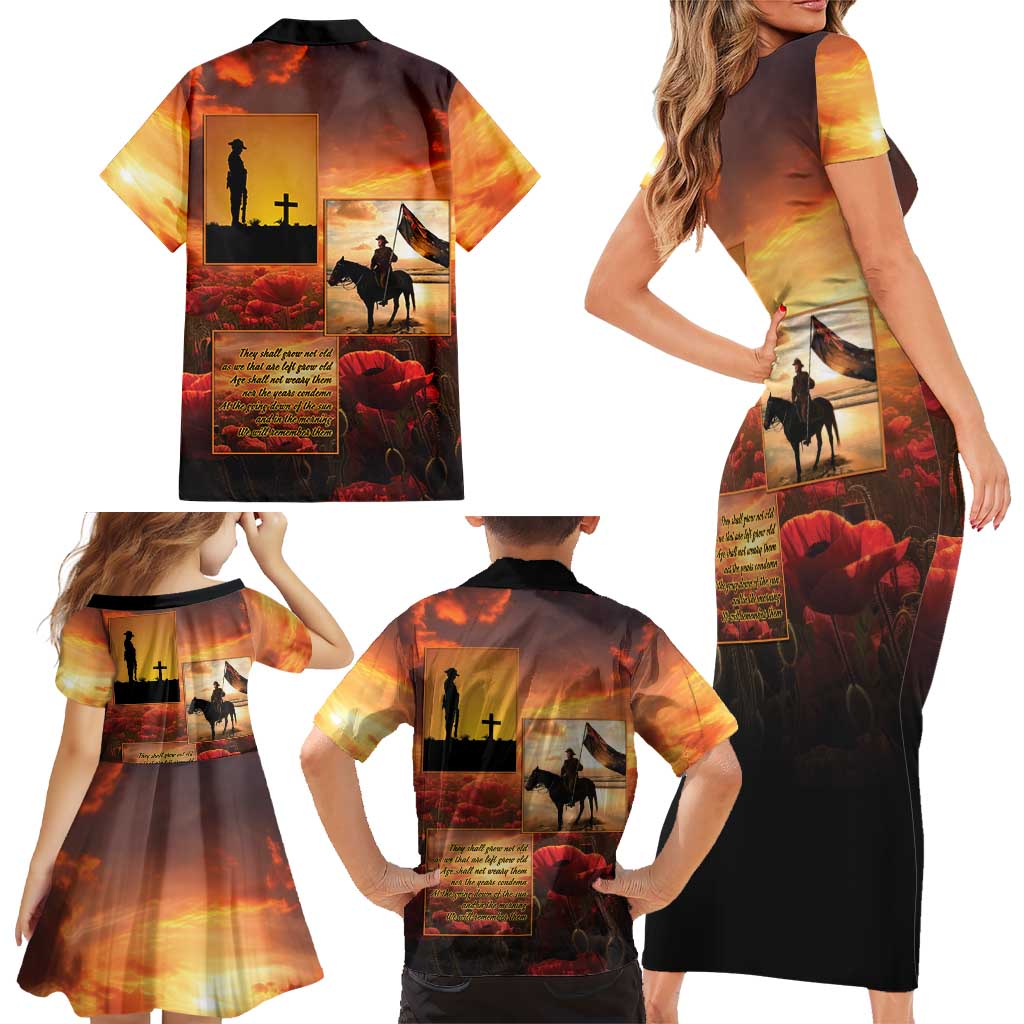 ANZAC Day Film Reel Lest We Forget Family Matching Short Sleeve Bodycon Dress and Hawaiian Shirt Australia NZ Memorial LT9 - Polynesian Pride