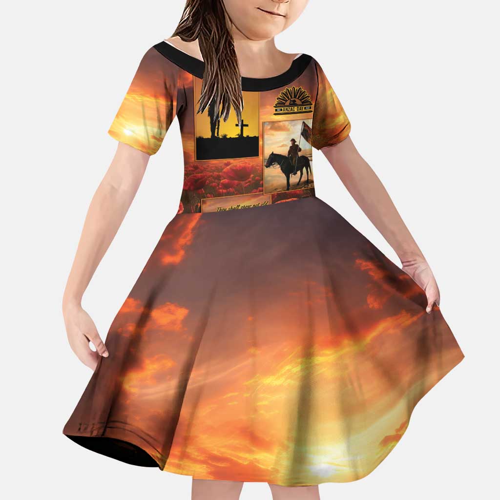ANZAC Day Film Reel Lest We Forget Family Matching Summer Maxi Dress and Hawaiian Shirt Australia NZ Memorial LT9 Daughter's Dress Red - Polynesian Pride
