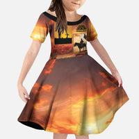 ANZAC Day Film Reel Lest We Forget Family Matching Summer Maxi Dress and Hawaiian Shirt Australia NZ Memorial LT9 Daughter's Dress Red - Polynesian Pride