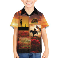 ANZAC Day Film Reel Lest We Forget Family Matching Tank Maxi Dress and Hawaiian Shirt Australia NZ Memorial LT9 Son's Shirt Red - Polynesian Pride