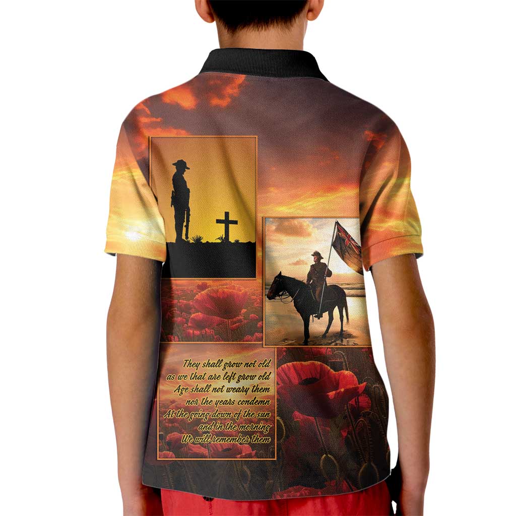ANZAC Day Film Reel Lest We Forget Kid Polo Shirt Australia NZ Memorial
