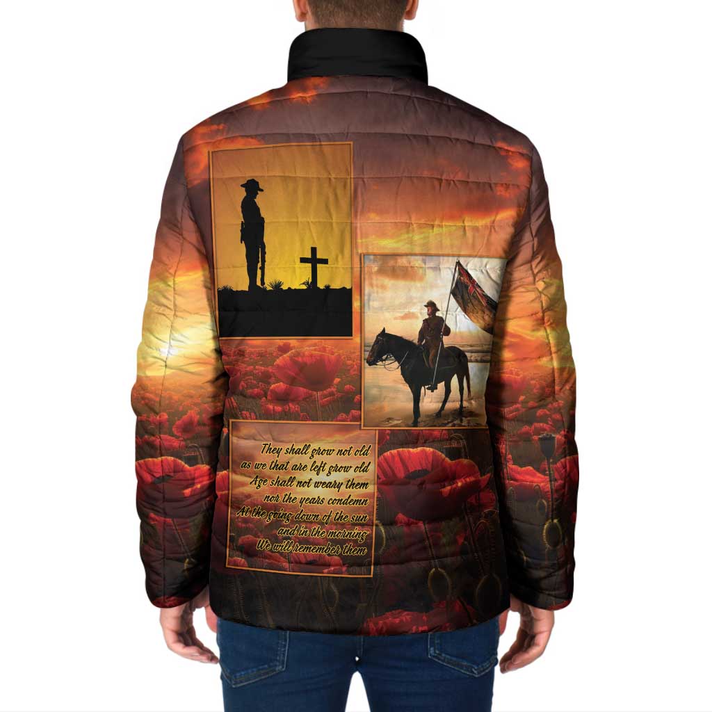 ANZAC Day Film Reel Lest We Forget Padded Jacket Australia NZ Memorial