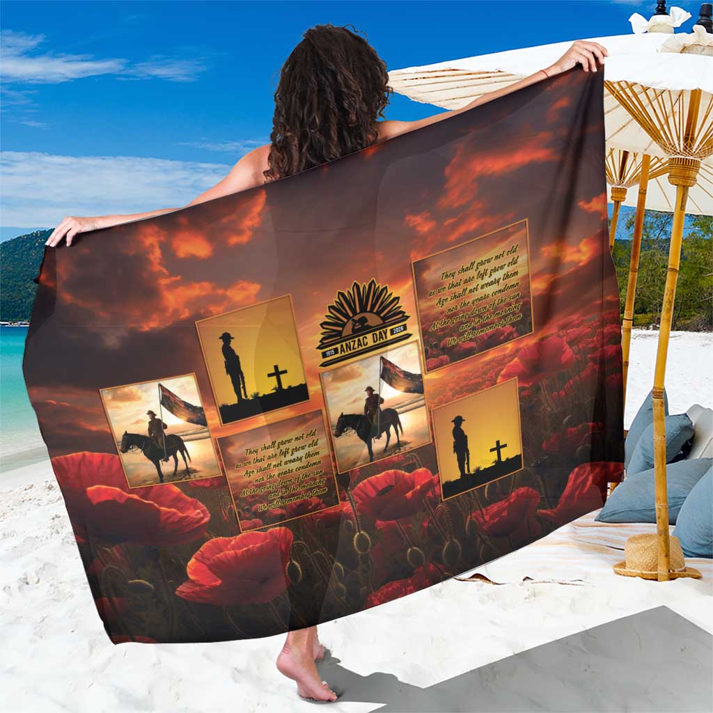 ANZAC Day Film Reel Lest We Forget Sarong Australia NZ Memorial LT9 One Size 44 x 66 inches Red - Polynesian Pride