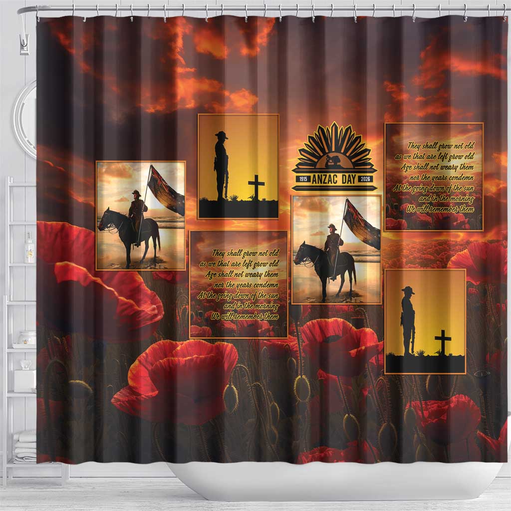 ANZAC Day Film Reel Lest We Forget Shower Curtain Australia NZ Memorial