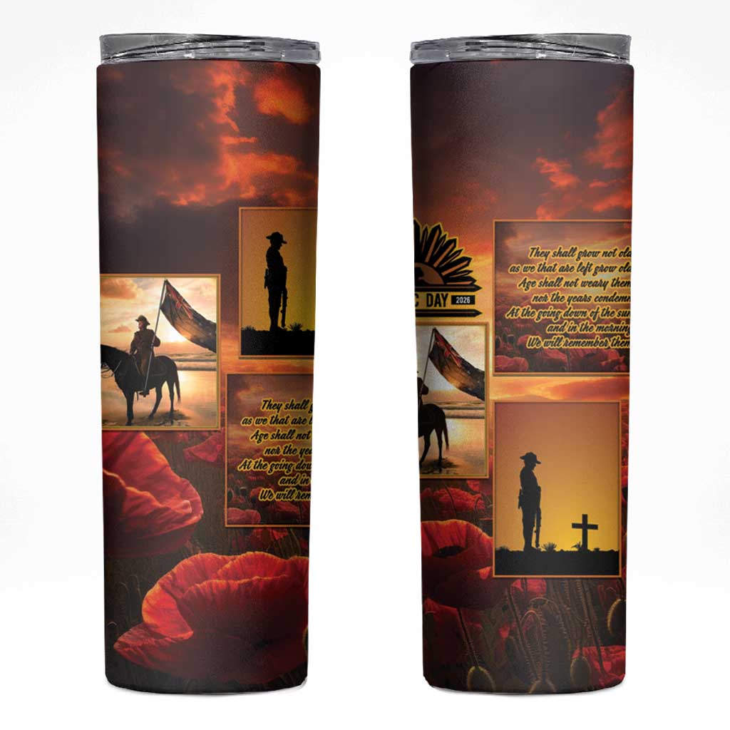 ANZAC Day Film Reel Lest We Forget Skinny Tumbler Australia NZ Memorial LT9 Red - Polynesian Pride