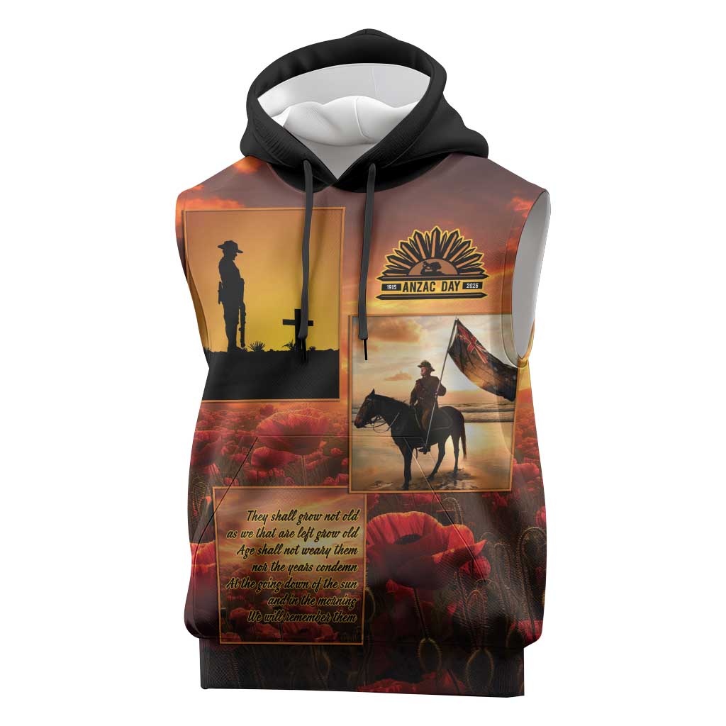 ANZAC Day Film Reel Lest We Forget Sleeveless Hoodie Australia NZ Memorial LT9 Red - Polynesian Pride