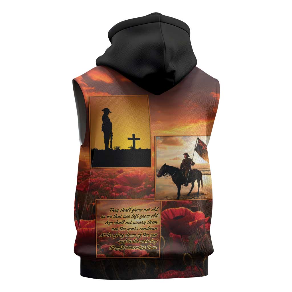 ANZAC Day Film Reel Lest We Forget Sleeveless Hoodie Australia NZ Memorial LT9 - Polynesian Pride