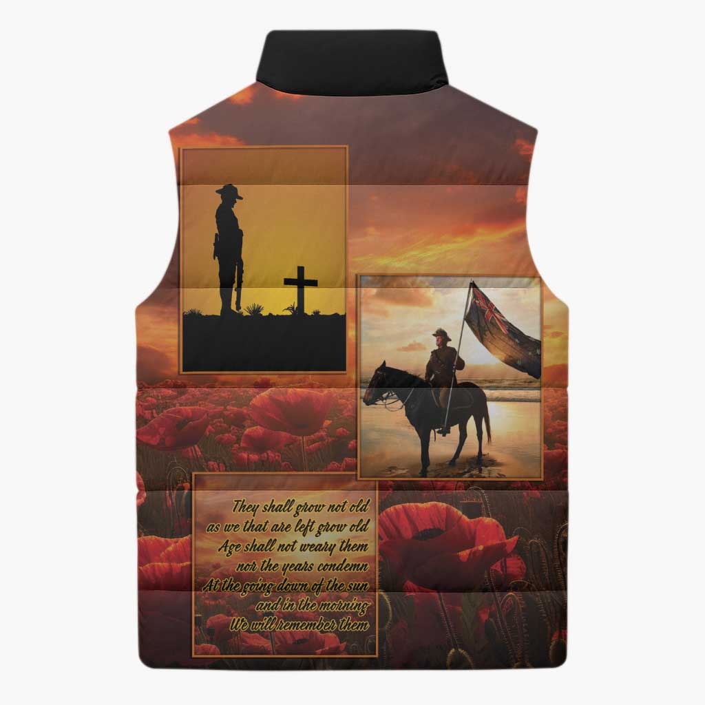ANZAC Day Film Reel Lest We Forget Sleeveless Puffer Jacket Australia NZ Memorial LT9 - Polynesian Pride