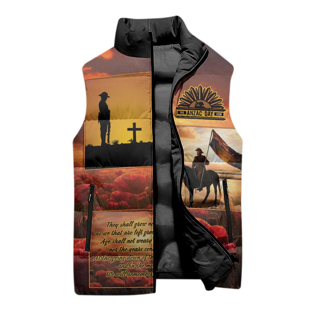 ANZAC Day Film Reel Lest We Forget Sleeveless Puffer Jacket Australia NZ Memorial LT9 - Polynesian Pride