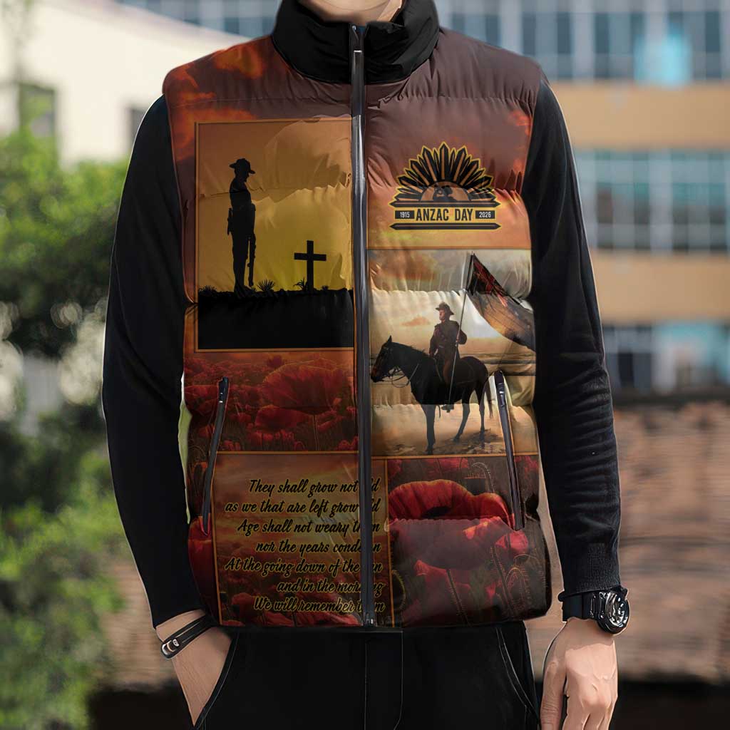 ANZAC Day Film Reel Lest We Forget Sleeveless Puffer Jacket Australia NZ Memorial LT9 - Polynesian Pride