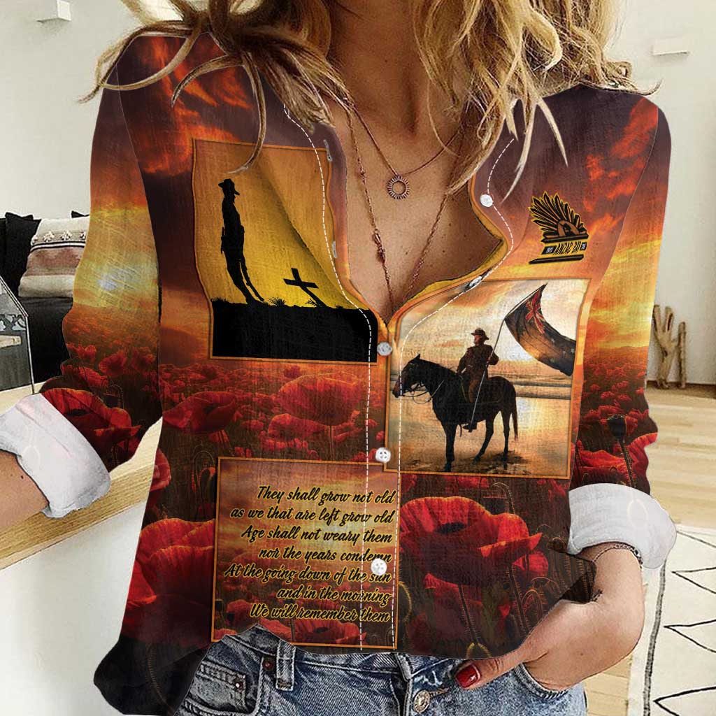ANZAC Day Film Reel Lest We Forget Women Casual Shirt Australia NZ Memorial LT9 Female Red - Polynesian Pride
