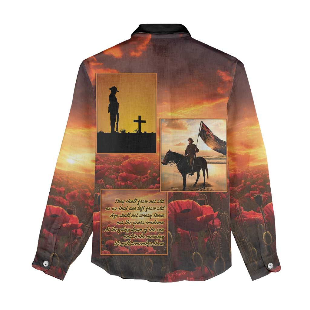 ANZAC Day Film Reel Lest We Forget Women Casual Shirt Australia NZ Memorial LT9 - Polynesian Pride