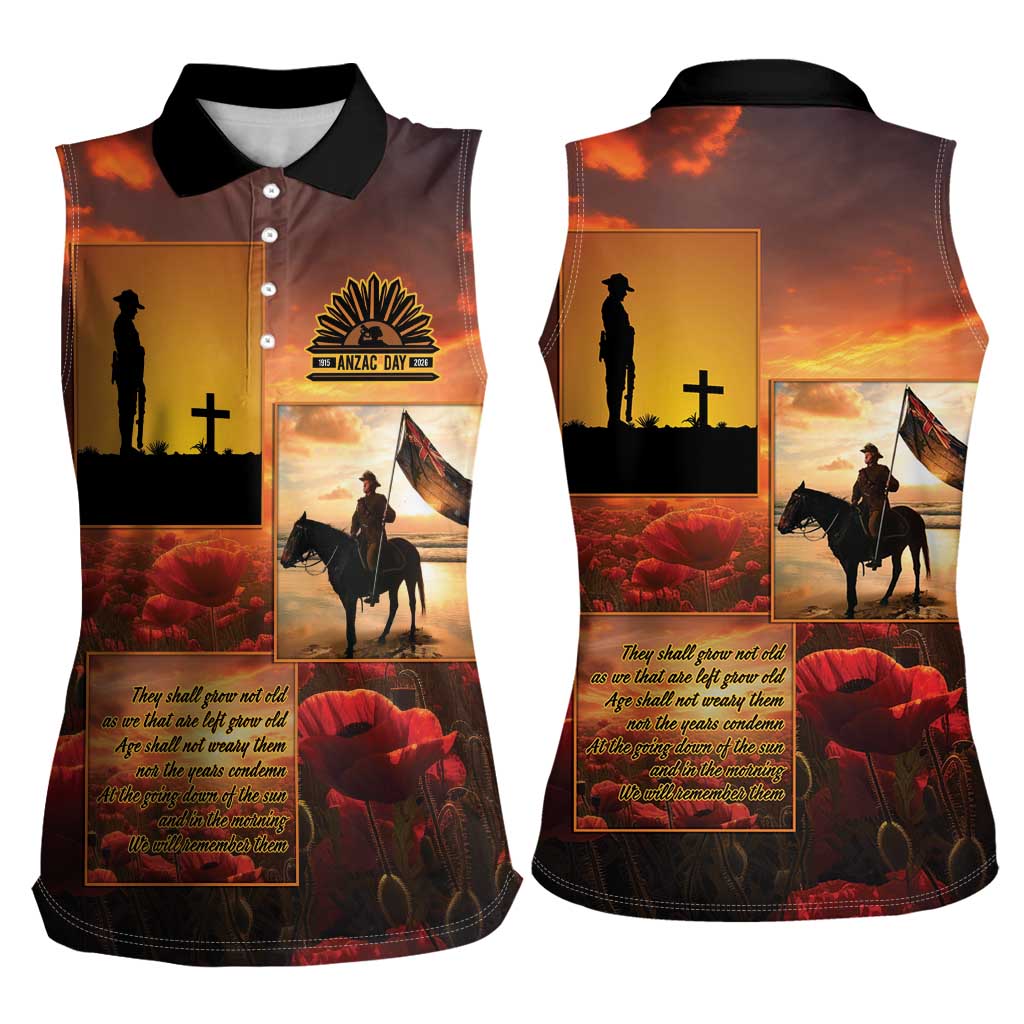 ANZAC Day Film Reel Lest We Forget Women Sleeveless Polo Shirt Australia NZ Memorial LT9 - Polynesian Pride