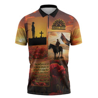 ANZAC Day Film Reel Lest We Forget Zipper Polo Shirt Australia NZ Memorial LT9 Red - Polynesian Pride