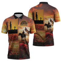 ANZAC Day Film Reel Lest We Forget Zipper Polo Shirt Australia NZ Memorial LT9 - Polynesian Pride