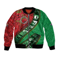 Personalised Cook Islands ANZAC 1915-2026 Filmstrip Bomber Jacket Lest We Forget 25 April LT9 Unisex Green - Polynesian Pride