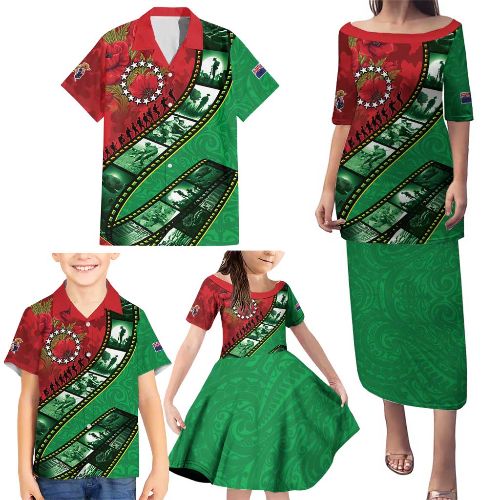 Personalised Cook Islands ANZAC 1915-2026 Filmstrip Family Matching Puletasi and Hawaiian Shirt Lest We Forget 25 April