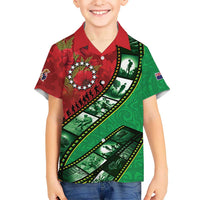 Personalised Cook Islands ANZAC 1915-2026 Filmstrip Family Matching Puletasi and Hawaiian Shirt Lest We Forget 25 April LT9 Son's Shirt Green - Polynesian Pride