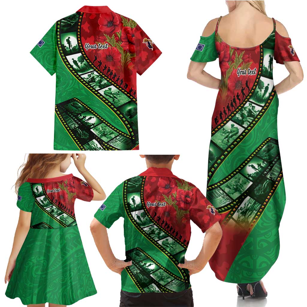 Personalised Cook Islands ANZAC 1915-2026 Filmstrip Family Matching Summer Maxi Dress and Hawaiian Shirt Lest We Forget 25 April LT9 - Polynesian Pride