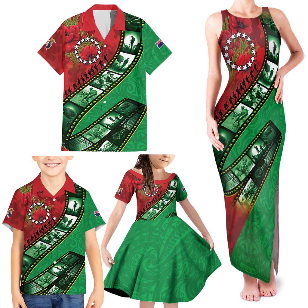 Personalised Cook Islands ANZAC 1915-2026 Filmstrip Family Matching Tank Maxi Dress and Hawaiian Shirt Lest We Forget 25 April LT9 - Polynesian Pride