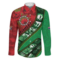 Personalised Cook Islands ANZAC 1915-2026 Filmstrip Family Matching Tank Maxi Dress and Hawaiian Shirt Lest We Forget 25 April LT9 Dad's Shirt - Long Sleeve Green - Polynesian Pride