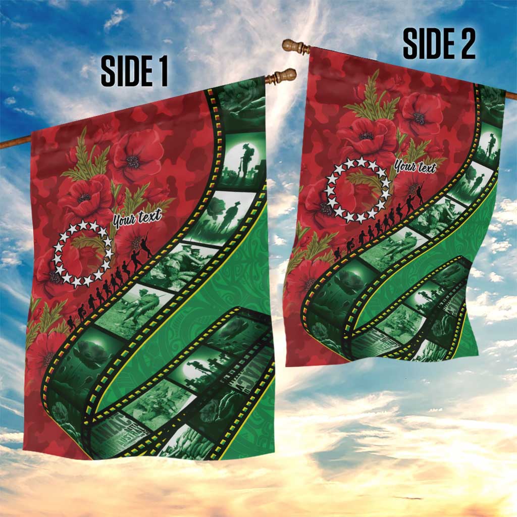 Personalised Cook Islands ANZAC 1915-2026 Filmstrip Garden Flag Lest We Forget 25 April LT9 - Polynesian Pride