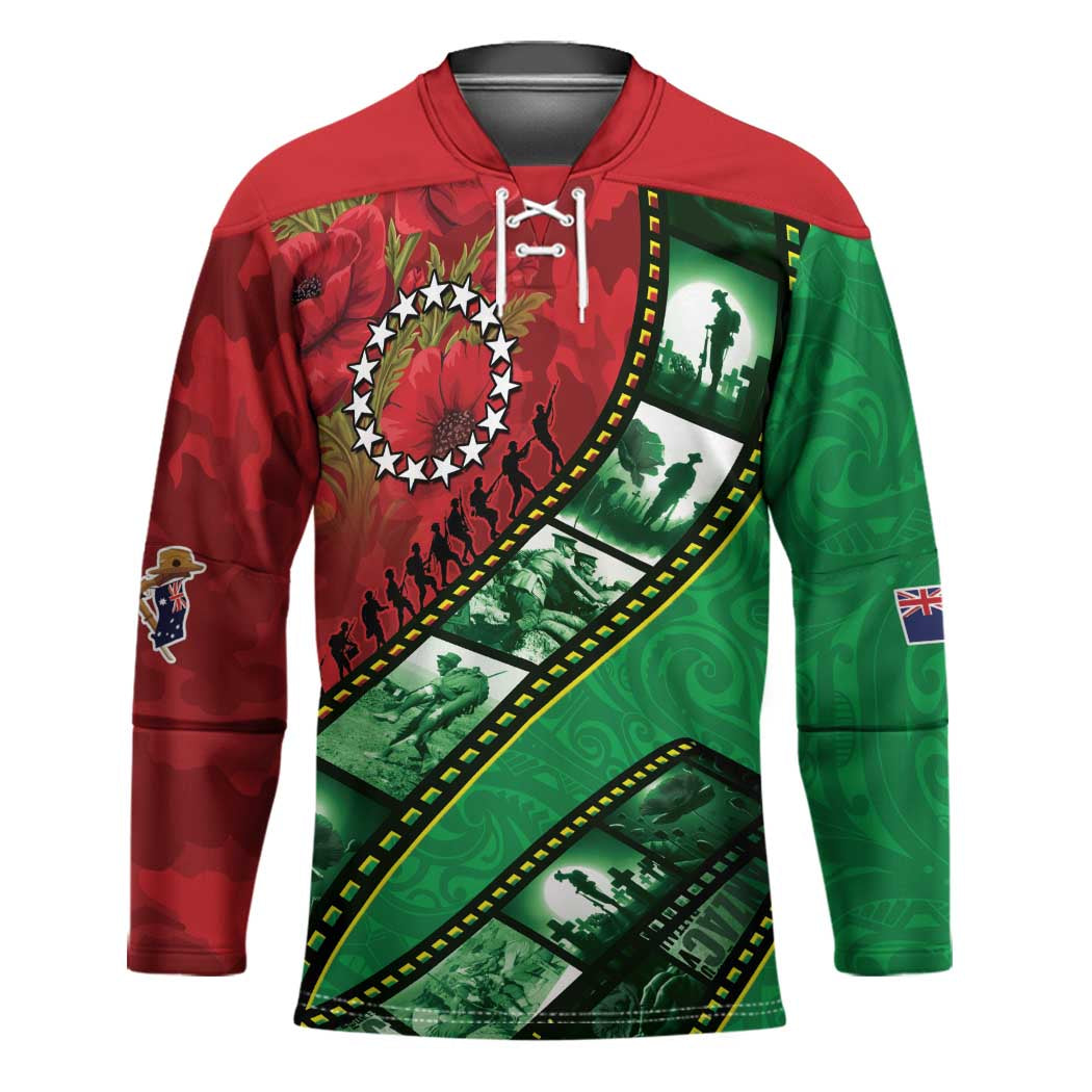 Personalised Cook Islands ANZAC 1915-2026 Filmstrip Hockey Jersey Lest We Forget 25 April