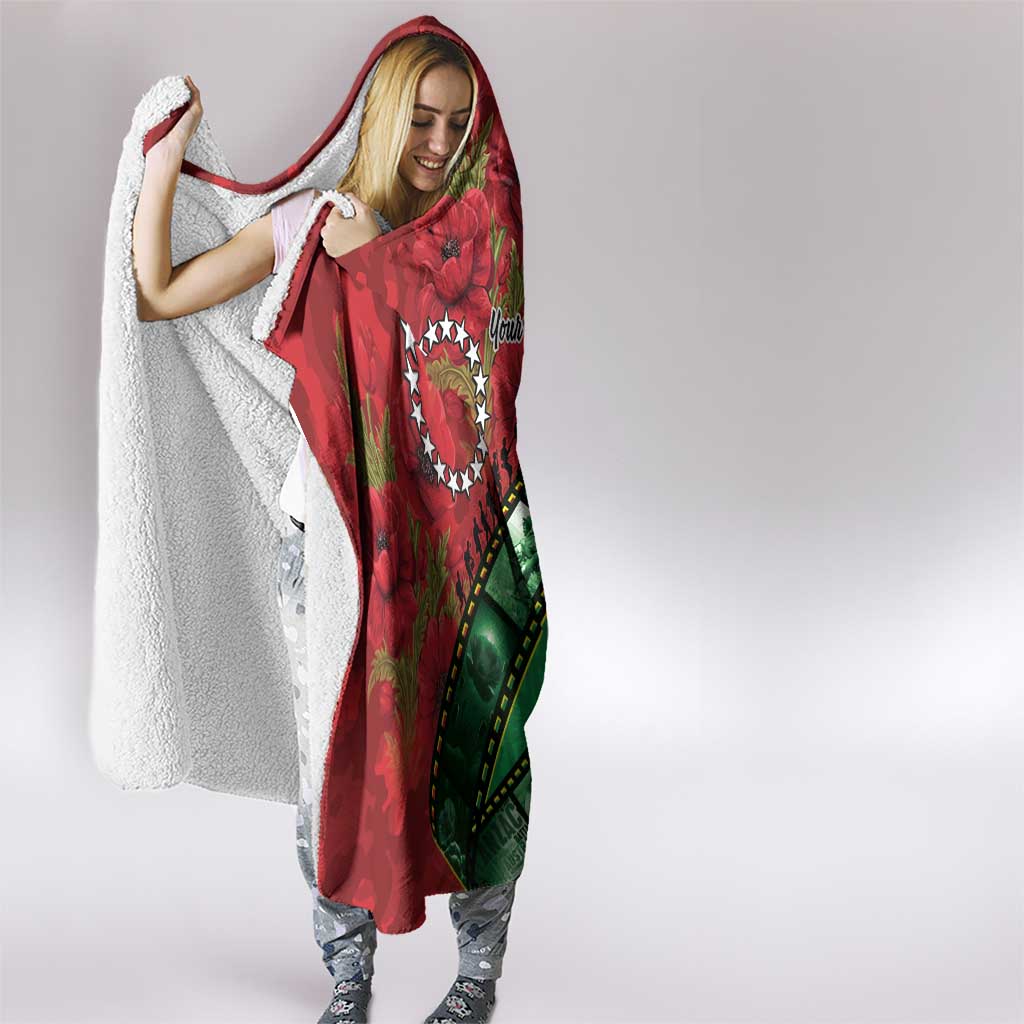 Personalised Cook Islands ANZAC 1915-2026 Filmstrip Hooded Blanket Lest We Forget 25 April LT9 - Polynesian Pride