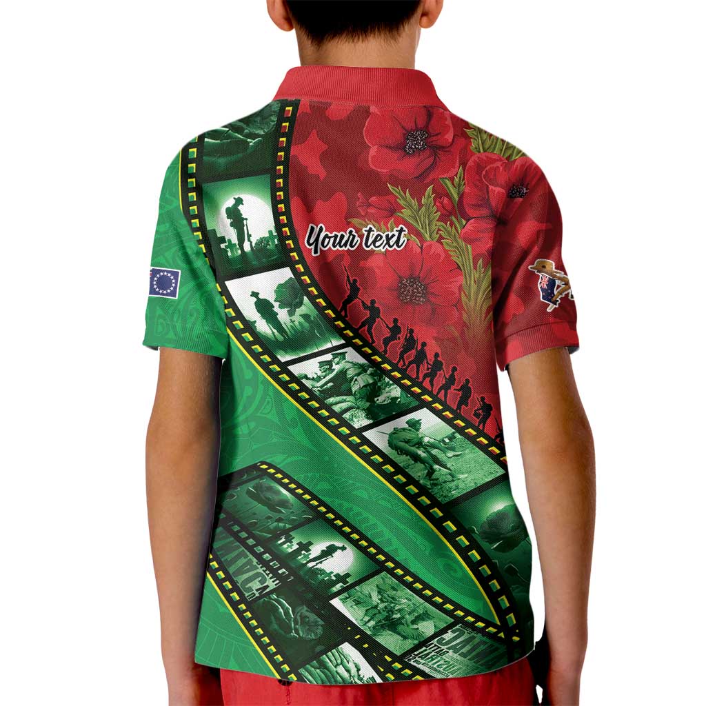 Personalised Cook Islands ANZAC 1915-2026 Filmstrip Kid Polo Shirt Lest We Forget 25 April LT9 - Polynesian Pride