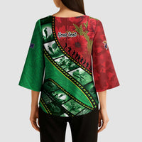 Personalised Cook Islands ANZAC 1915-2026 Filmstrip Kimono Sleeve Blouse Lest We Forget 25 April LT9 - Polynesian Pride