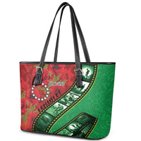 Personalised Cook Islands ANZAC 1915-2026 Filmstrip Leather Tote Bag Lest We Forget 25 April LT9 - Polynesian Pride