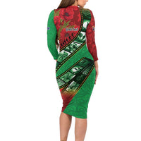 Personalised Cook Islands ANZAC 1915-2026 Filmstrip Long Sleeve Bodycon Dress Lest We Forget 25 April LT9 - Polynesian Pride
