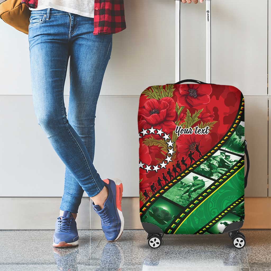 Personalised Cook Islands ANZAC 1915-2026 Filmstrip Luggage Cover Lest We Forget 25 April LT9 - Polynesian Pride