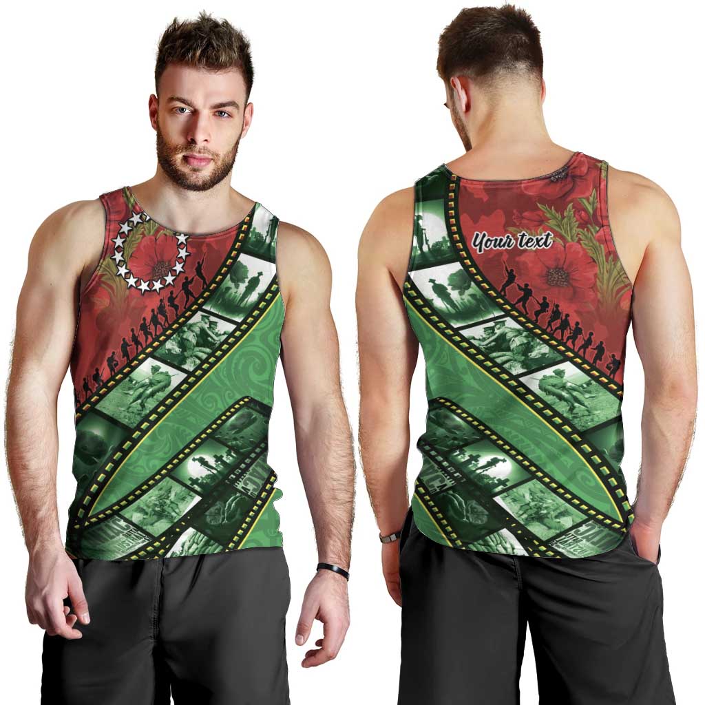 Personalised Cook Islands ANZAC 1915-2026 Filmstrip Men Tank Top Lest We Forget 25 April LT9 - Polynesian Pride