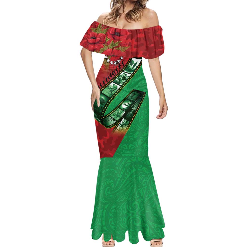 Personalised Cook Islands ANZAC 1915-2026 Filmstrip Mermaid Dress Lest We Forget 25 April LT9 - Polynesian Pride