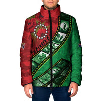 Personalised Cook Islands ANZAC 1915-2026 Filmstrip Padded Jacket Lest We Forget 25 April LT9 Men Green - Polynesian Pride