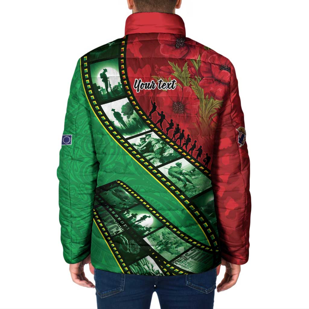 Personalised Cook Islands ANZAC 1915-2026 Filmstrip Padded Jacket Lest We Forget 25 April LT9 - Polynesian Pride