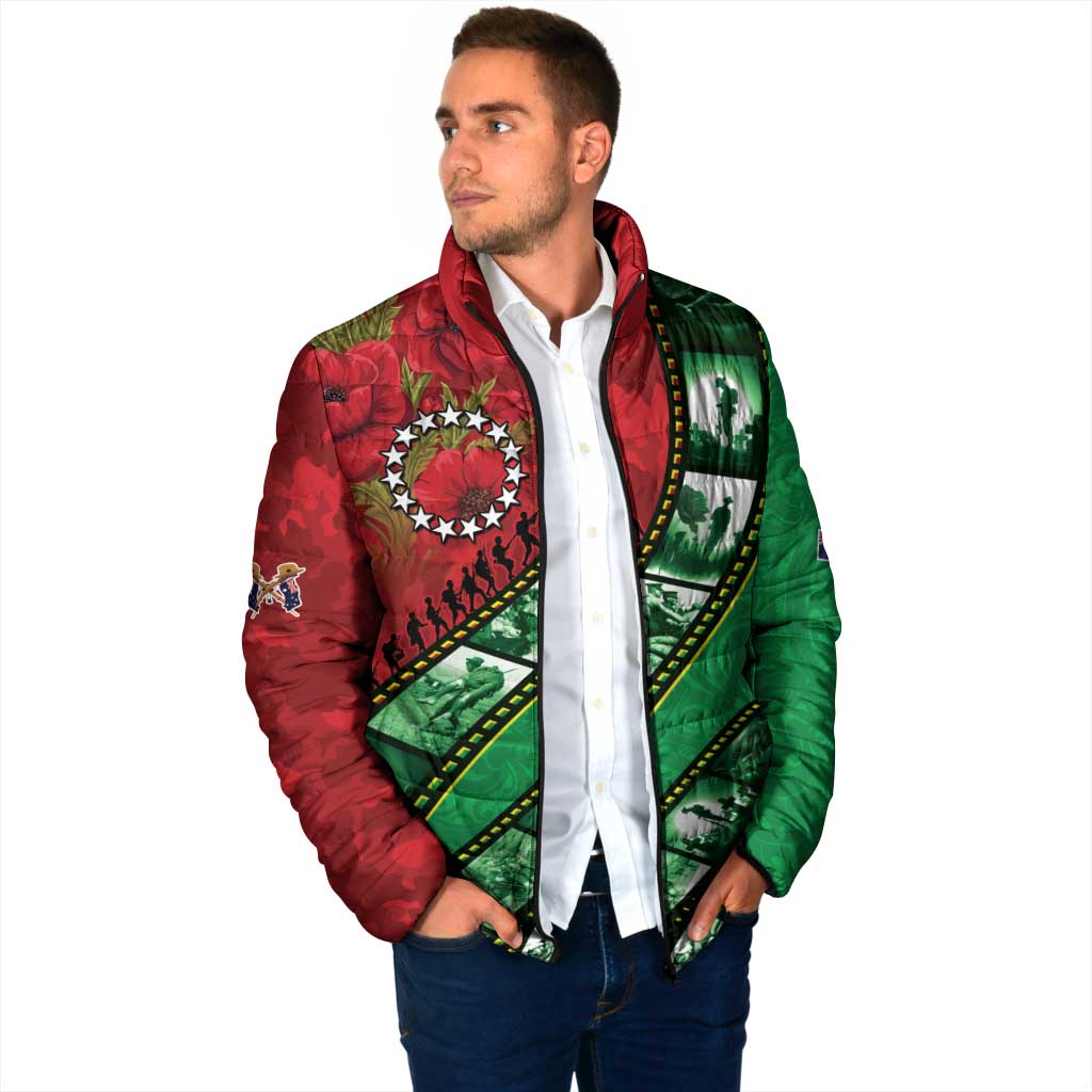 Personalised Cook Islands ANZAC 1915-2026 Filmstrip Padded Jacket Lest We Forget 25 April LT9 - Polynesian Pride