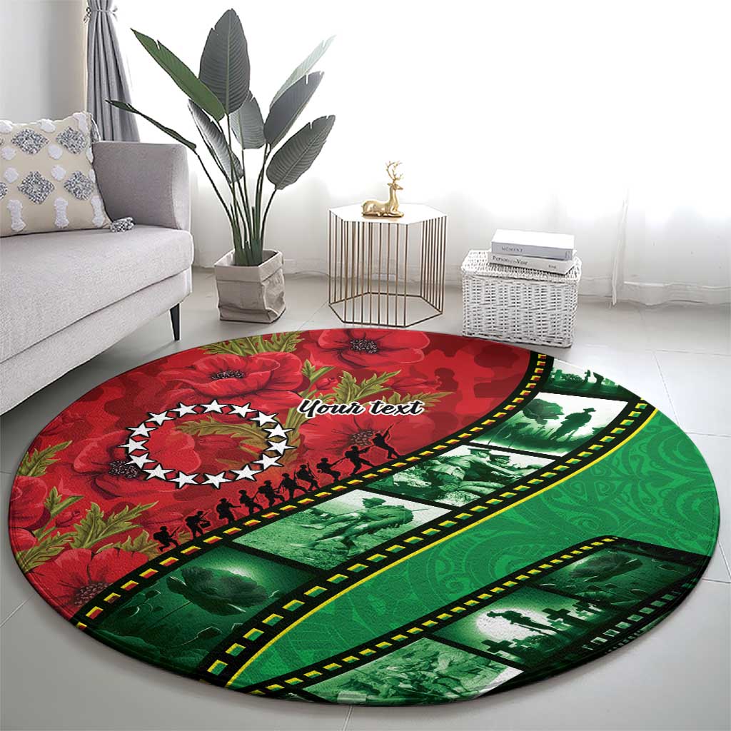 Personalised Cook Islands ANZAC 1915-2026 Filmstrip Round Carpet Lest We Forget 25 April